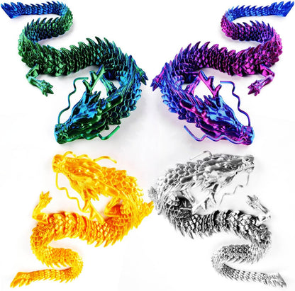 3D Printed Dragon - Articulated and Posable Toy for Car Decoration - Strikingly Realistic Dragon Crystal Figure Gifts (Laser Green)