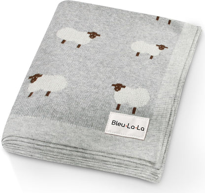 Knit Baby Swaddle Blanket - 100% Cotton Soft Cozy Lightweight Unisex Receiving Swaddling Crib