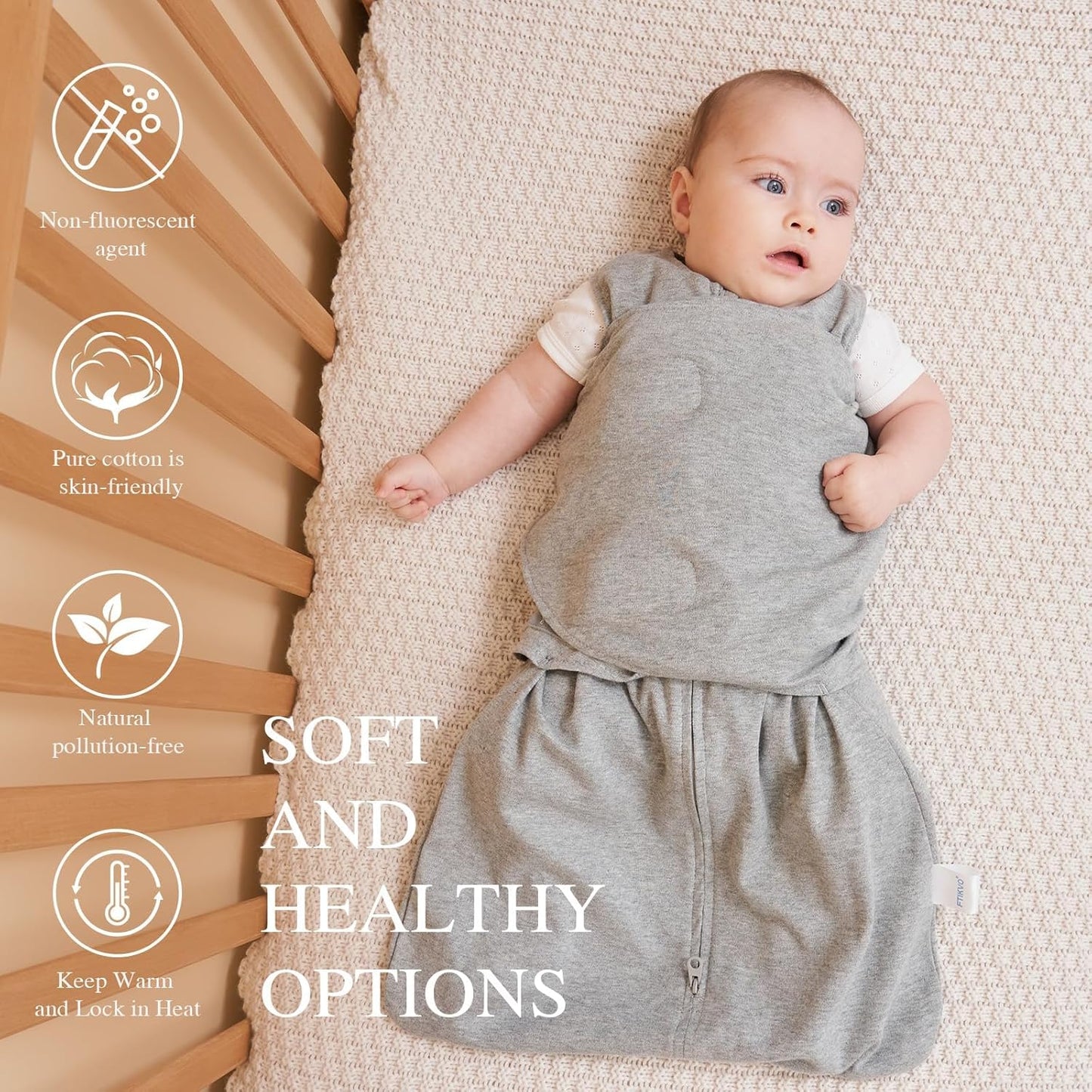 Swaddle-Blanket Baby Girl & Boy Swaddles Newborn Infant Transition 100% Cotton Wrap Blankets, 3-Way Adjustable Wearable Blanket, TOG 1.0 (Multicolored Triangle, 3-6 Month)