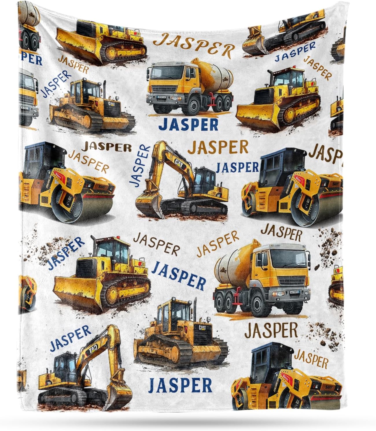 Ship Next Day, Personalized Truck Blanket - Printed in USA, Custom Name Blankets for Kids with