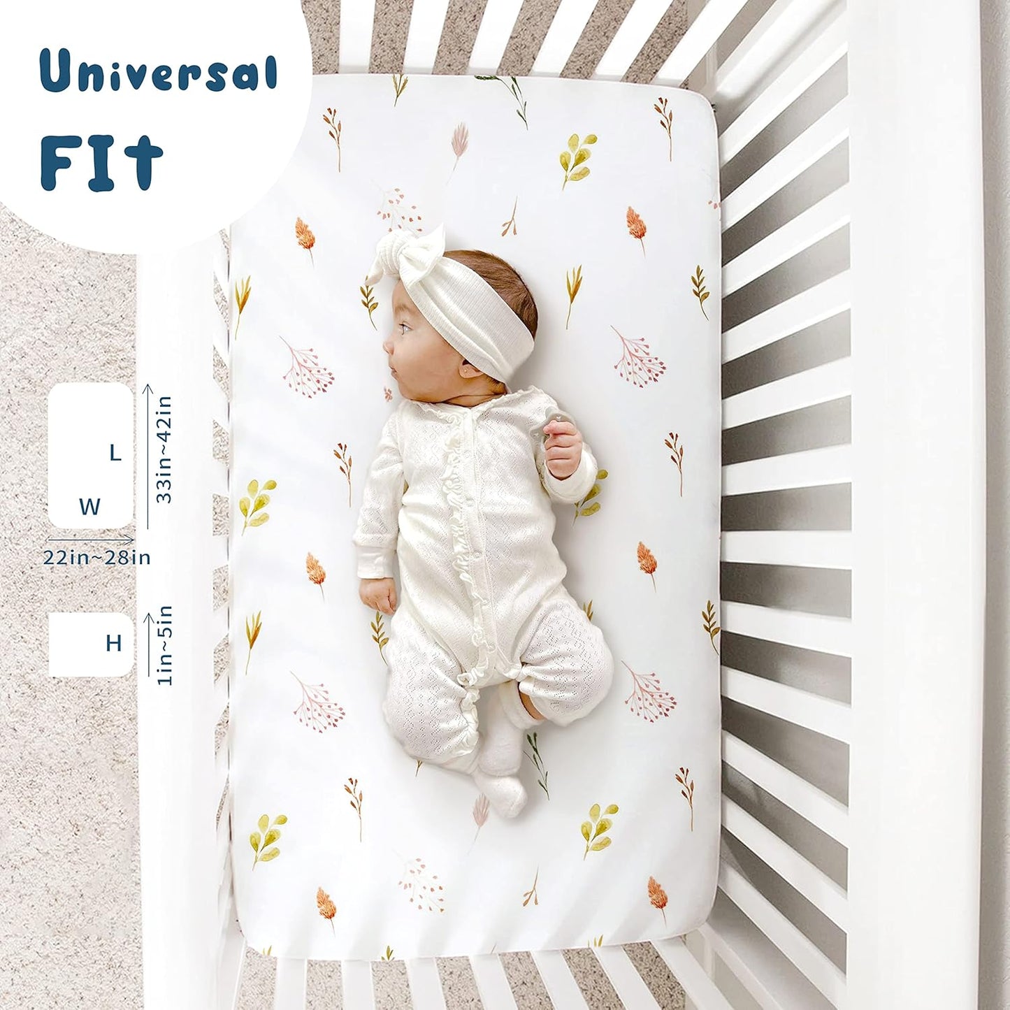Stretchy Ultra Soft Jersey Knit Pack n Play Sheets Set 2 Pack, Portable/Mini Crib Sheets with Deep