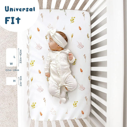 Stretchy Ultra Soft Jersey Knit Pack n Play Sheets Set 2 Pack, Portable/Mini Crib Sheets with Deep