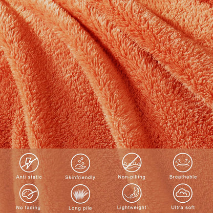 Exclusivo Mezcla King Size Flannel Fleece Blanket, Super Soft Velvet Plush Bed Blanket, Fuzzy Cozy and Warm for All Seasons, 90x104 Inches, Burnt Orange