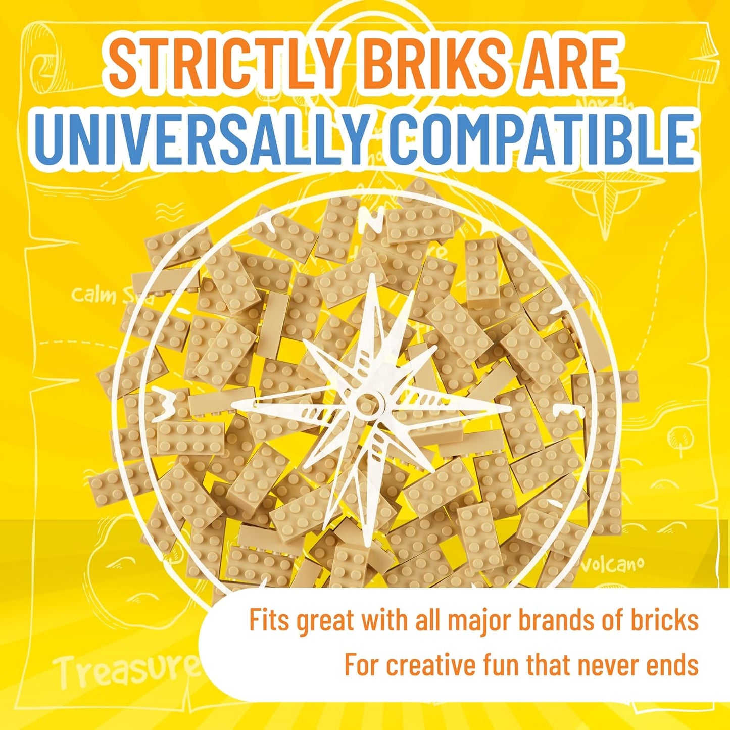 Strictly Briks Classic Bricks Starter Kit, Sand, 96 Pieces, 2x4 Studs, Building Creative Play Set for Ages 3 and Up, 100% Compatible with All Major Brick Brands