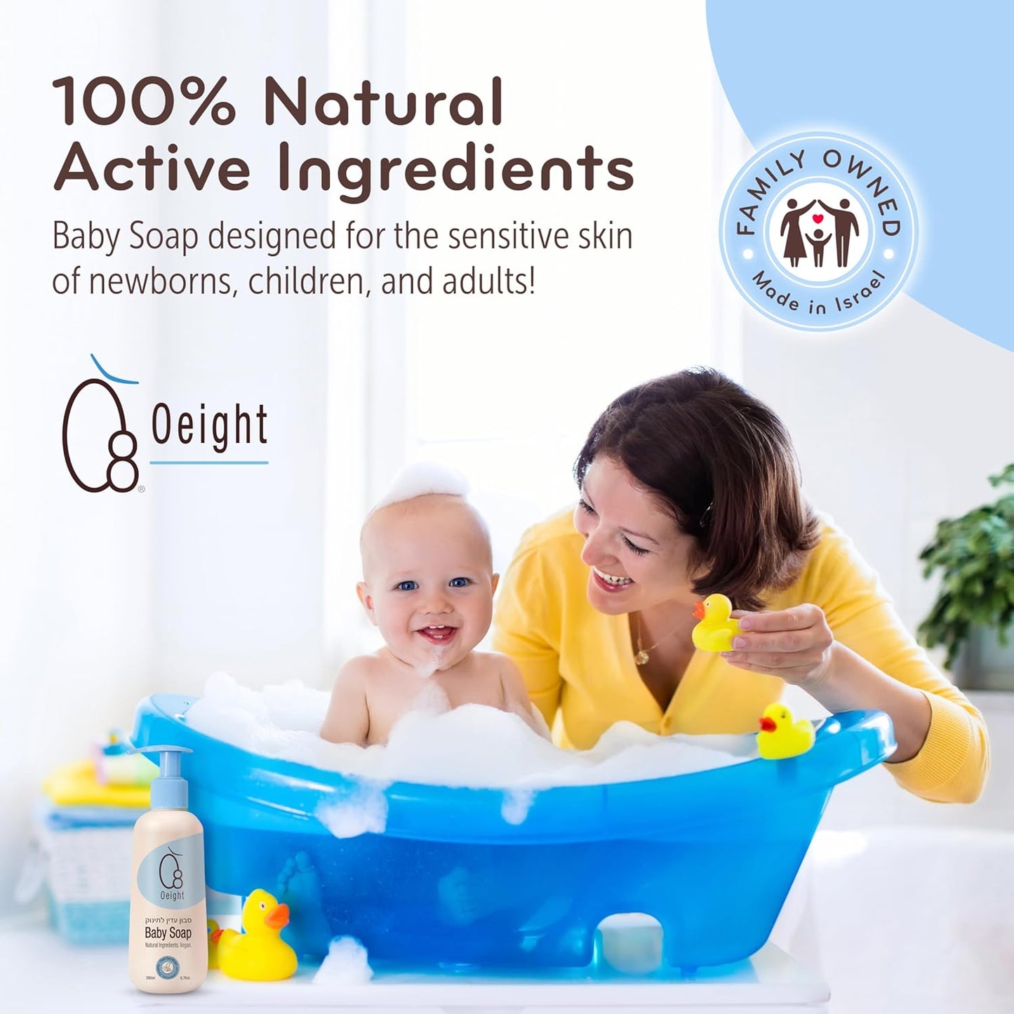 Oeight Baby Body Wash, 100% Natural Active Ingredients Sensitive Skin Baby Wash with Aloe Vera