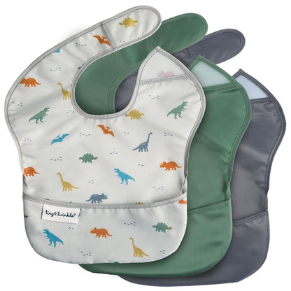 Tiny Twinkle Mess Proof Baby Bibs for Eating - Waterproof, Wipeable Bibs - Toddler Bib- Travel
