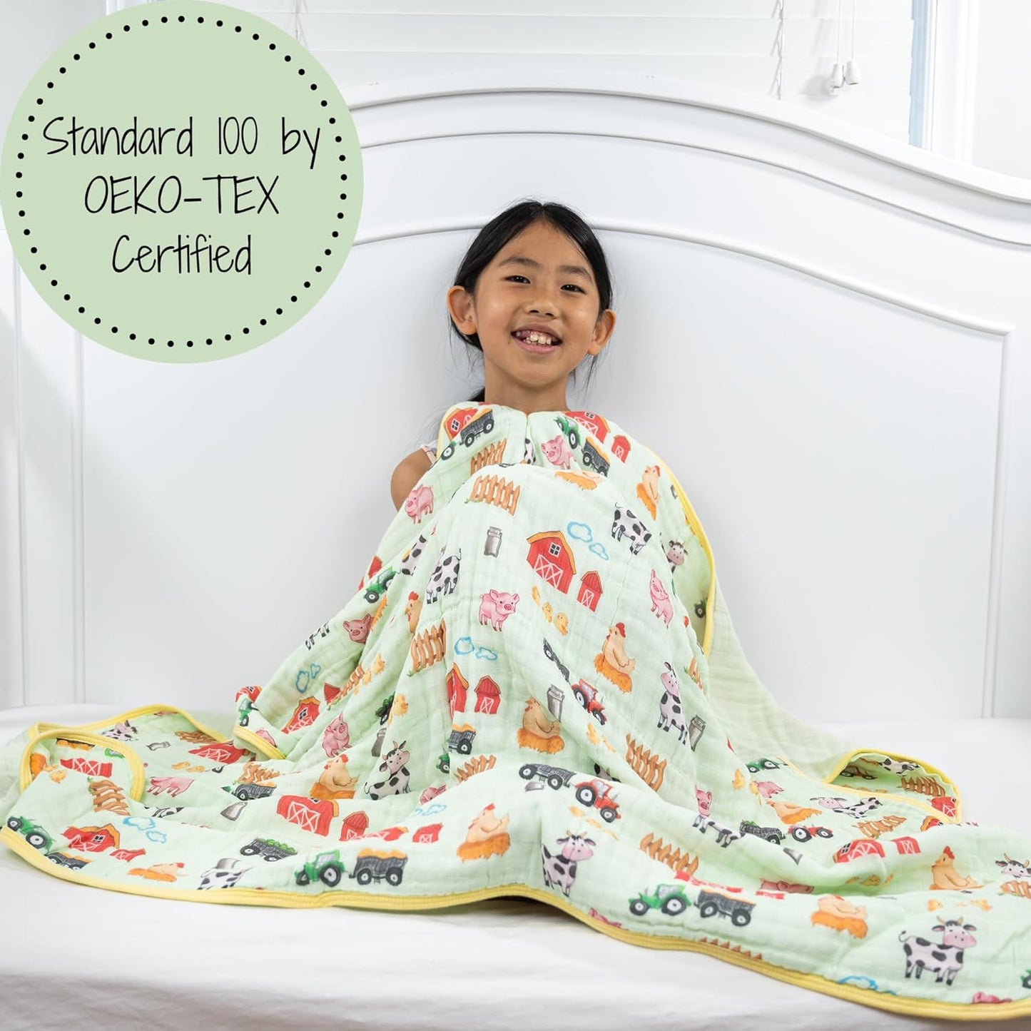 LollyBanks Muslin Baby Blanket 100% Organic Cotton, Muslin Quilt Lightweight, 6 Layers Soft Blanket