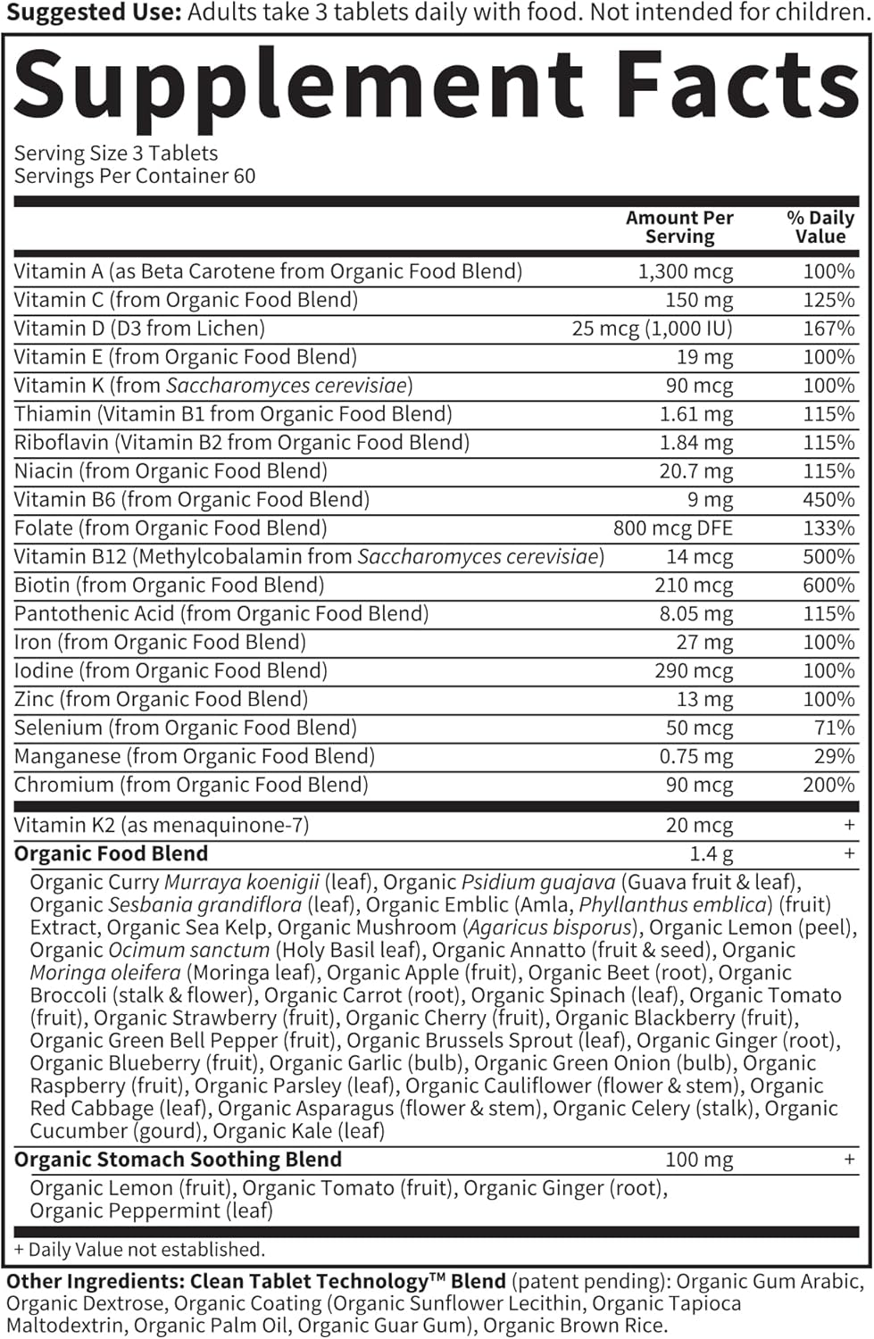 Garden of Life Organics Prenatal Vegan Whole Food Multivitamin Tablets, Folate not Folic Acid &