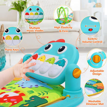 UMIKU Baby Gym Play Mat Baby Gifts Tummy Time Mat Activity Center, Dinosaur