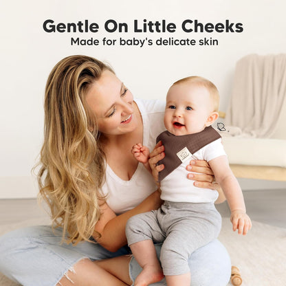 KeaBabies 8-Pack Bandana Bibs for Baby Girls, Boys - Organic Cotton Baby Bibs for Drooling & Teething Newborn, Toddler, Infant 0-36 Months, Extra Soft, Absorbent Cloth with Snaps (Driftwood)