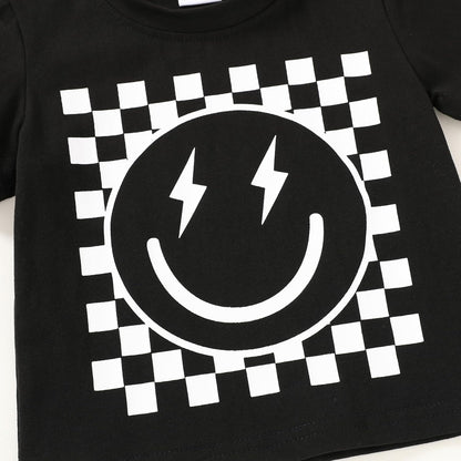 Happy Town Toddler Clothes Baby Boy Girl Smiley Face Shirt Short Sleeve T-Shirt Tee Summer Tops Outfits