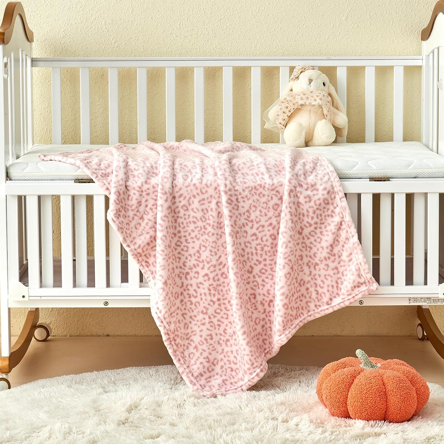Yurhap Leopard Print Baby Blanket Fleece Baby Blankets for Girls, Ultra Soft Cozy Fluffy Infant