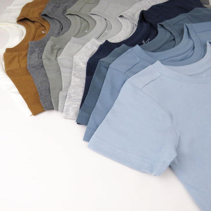 HonestBaby 10-Pack Short Sleeve T-shirts 100% Organic Cotton Baby, Toddler, Little Kids, Boys, Girls, Unisex