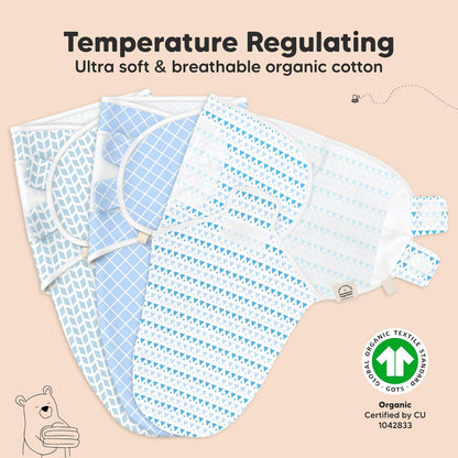 KeaBabies 3-Pack Organic Baby Swaddle Sleep Sacks - Swaddles for Newborns, Infant 0-3 Months, Baby