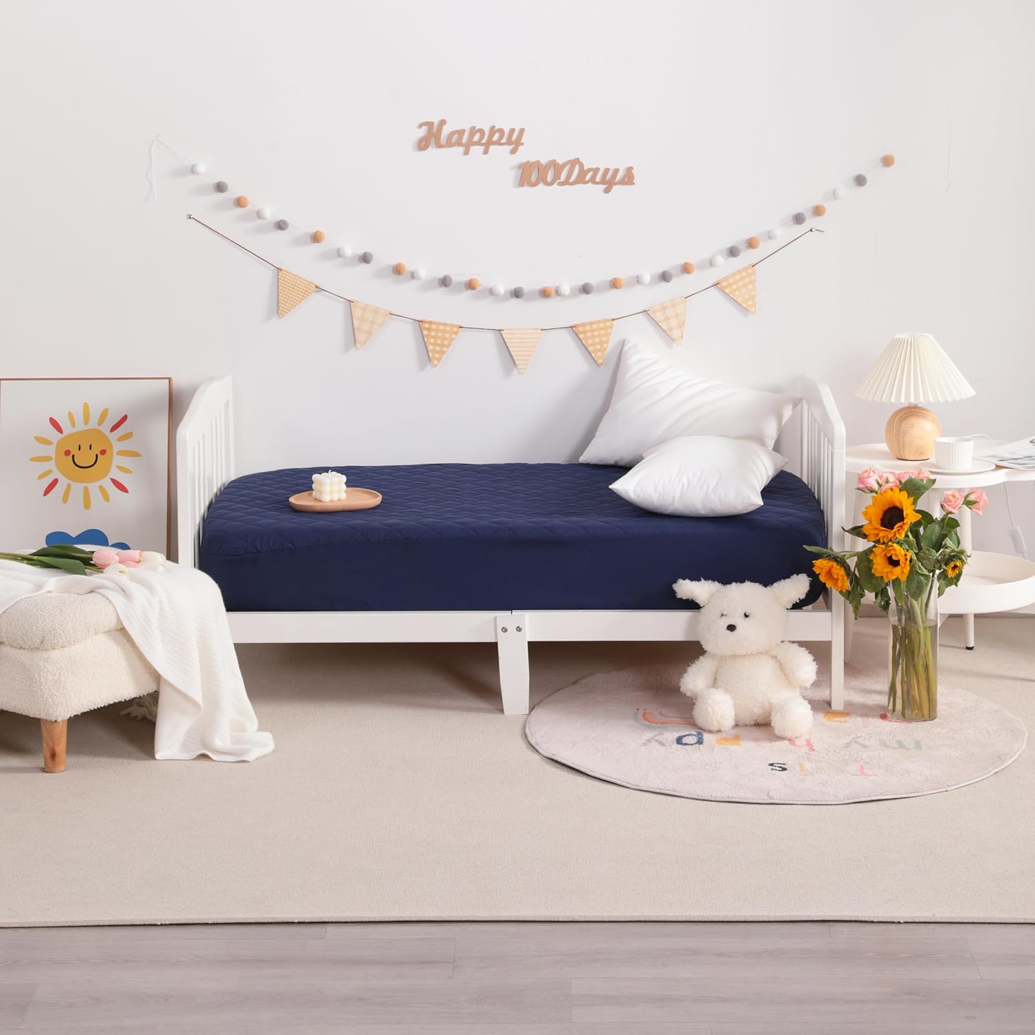 NTBAY 2 Pack Waterproof Mini Crib Mattress Protector, Quilted 24"x38" Fitted Mattress Cover