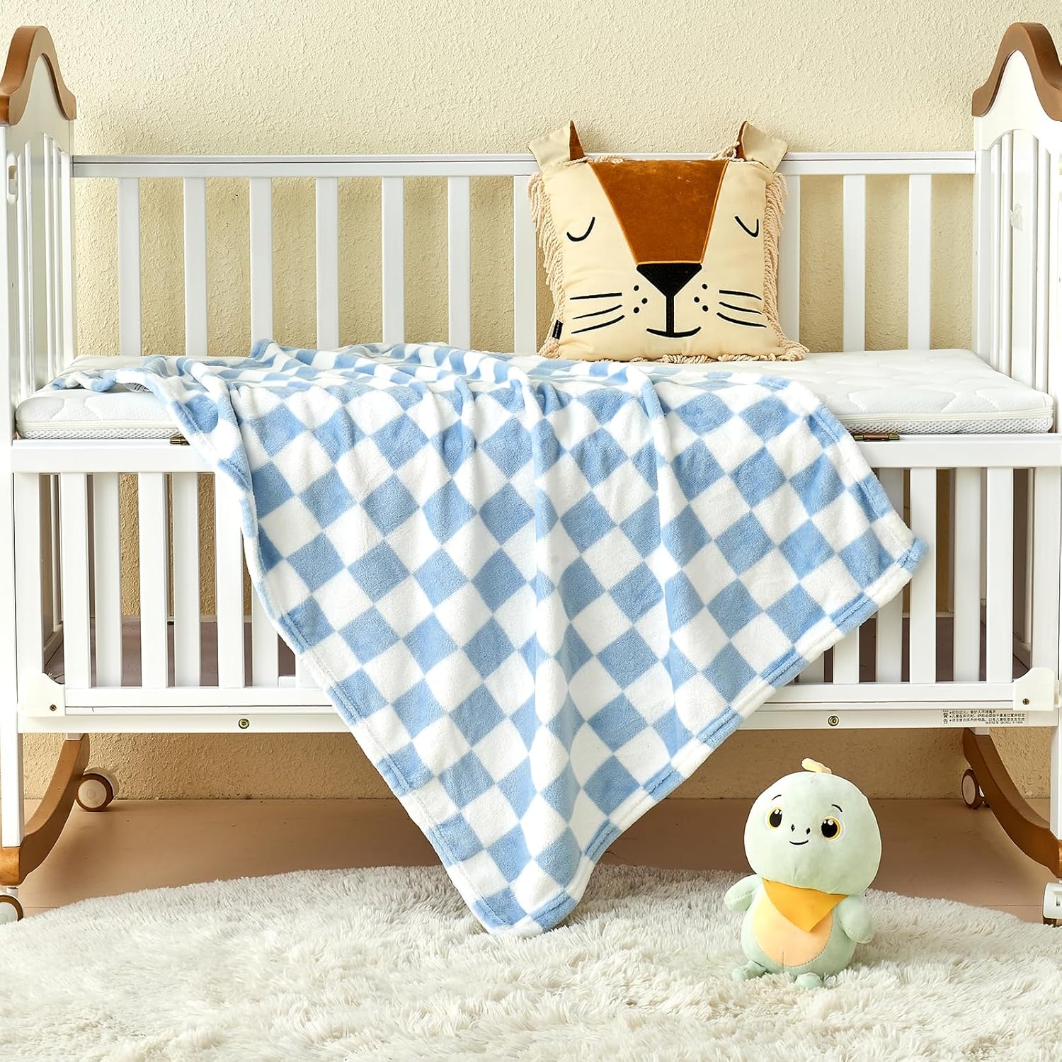 Yurhap Checkered Baby Blanket Fleece Baby Blankets for Boys, Ultra Soft Cozy Fluffy Infant Toddler