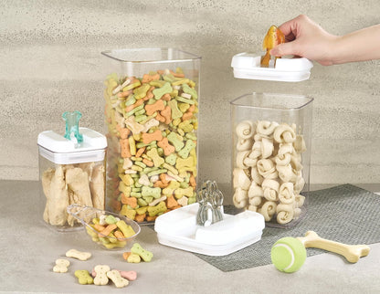 Felli Flip Tite Pet Food Container with Airtight Lids, BPA FREE Acrylic Canister with Paw Bone Fish