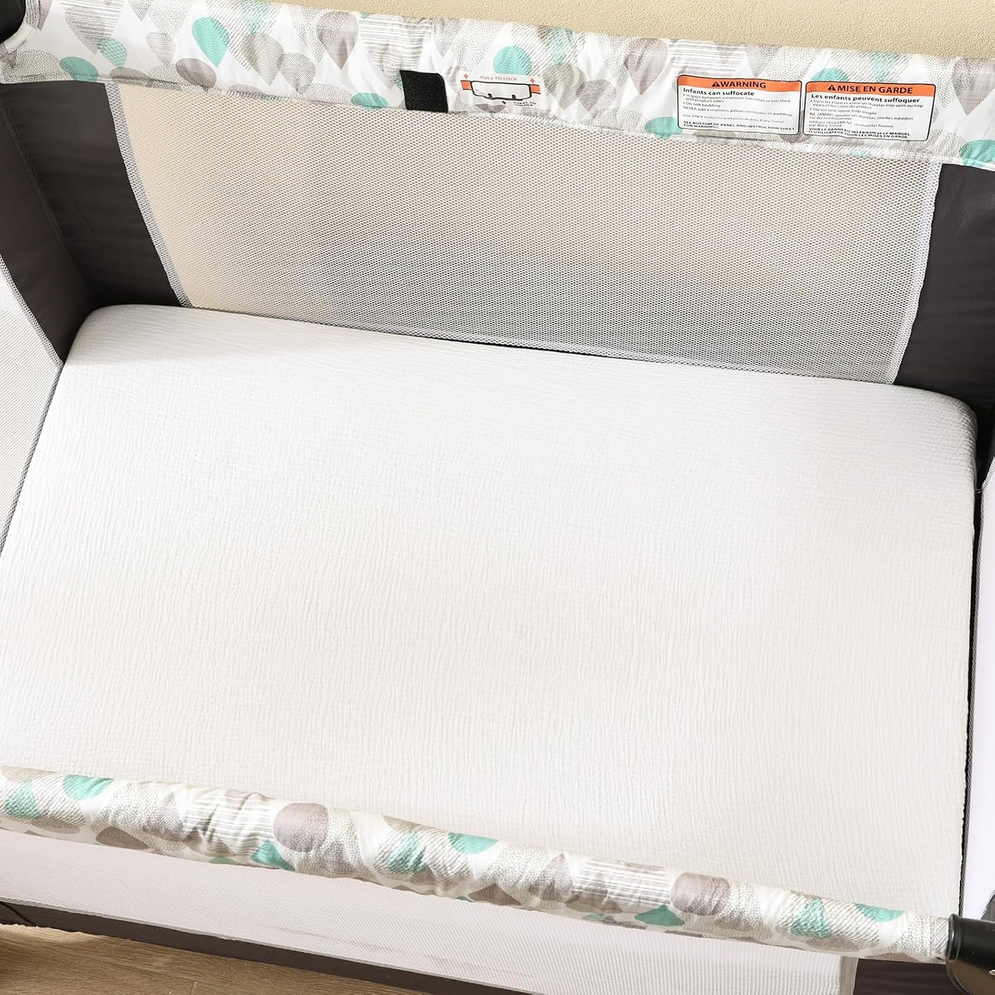 david's kids Muslin Mini Crib Sheets, 2 Pack Cotton Pack N Play Sheets for Boys Girls Neutral, Soft