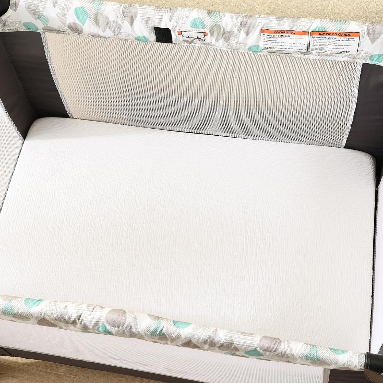 david's kids Muslin Mini Crib Sheets, 2 Pack Cotton Pack N Play Sheets for Boys Girls Neutral, Soft
