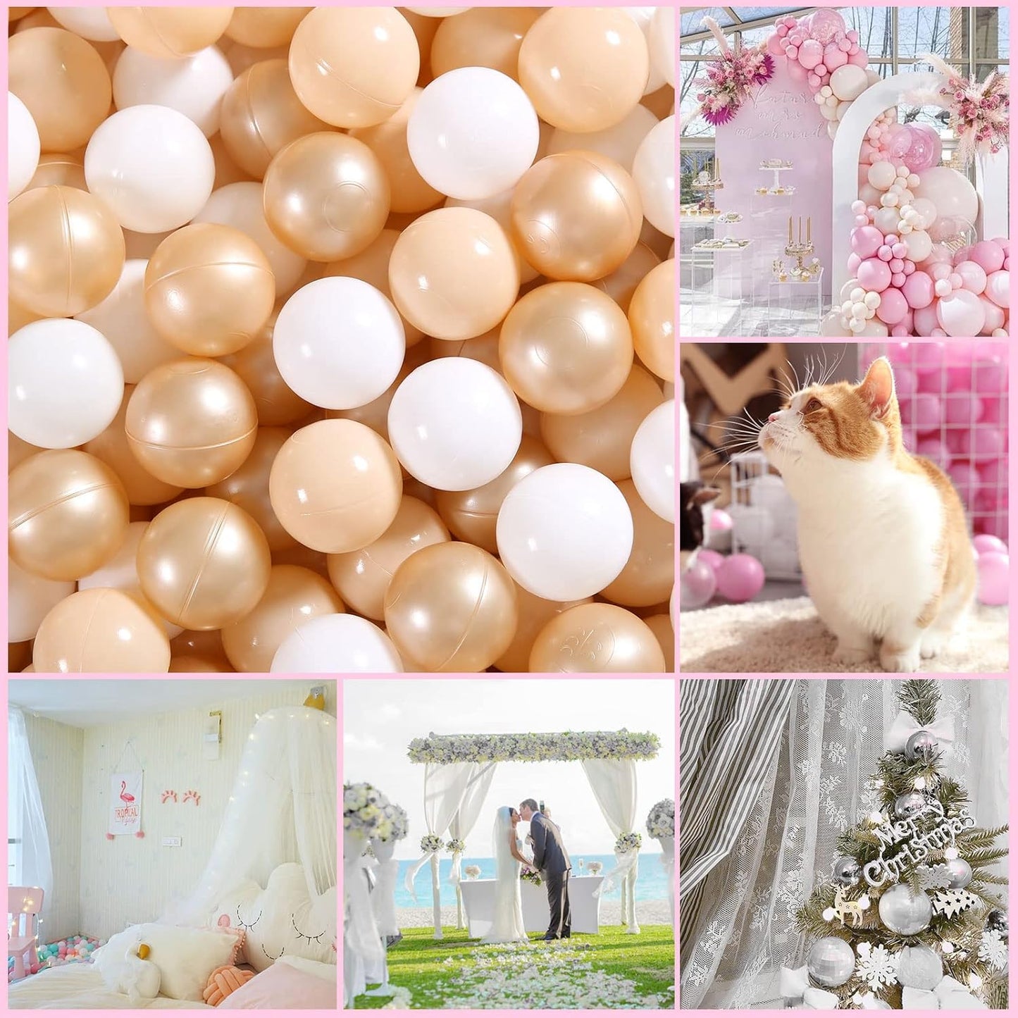 GOGOSO Ball Pit Balls for Toddlers, Brown Plastics Balls for Ball Pool Birhtday Party Girls Kids with Storage Bag, 2.17inches