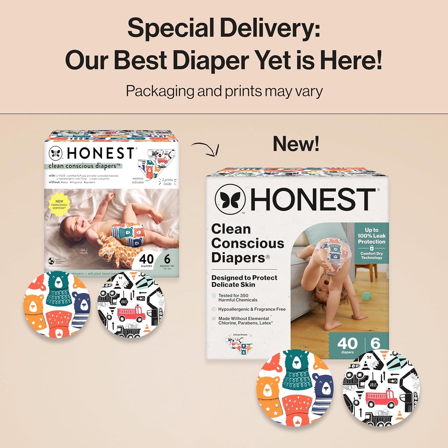 The Honest Company Clean Conscious Diapers for Delicate Skin | Up to 100% Leakproof |