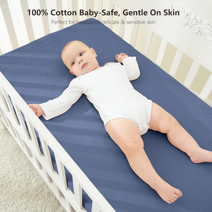Bearmoss Muslin Mini Crib Sheets for Pack N Play Mattress - 100% Cotton - 38"x24" Soft Breathable