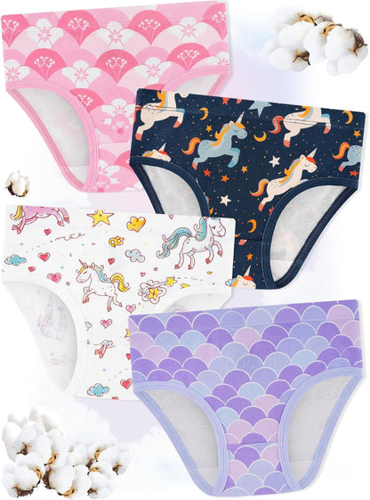Girls' Underwear,Soft Cotton Tagless Panties for Toddlers' & Little Kids Comfort,Breathable Briefs,8-Pack