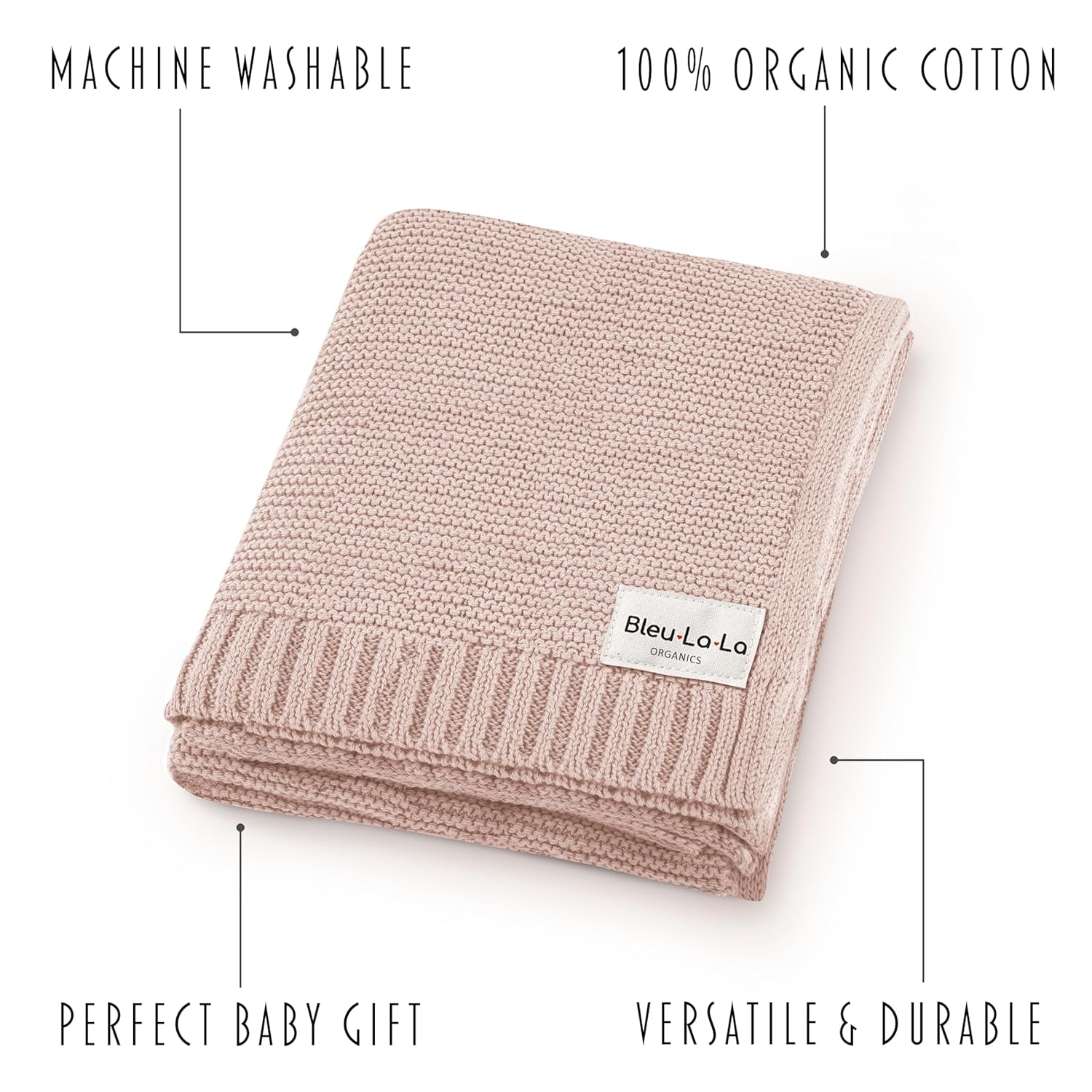Heritage Knit Organic Receiving Swaddle Blanket for Girls - 100% Luxury Organic Cotton Soft Knit