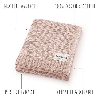 Heritage Knit Organic Receiving Swaddle Blanket for Girls - 100% Luxury Organic Cotton Soft Knit