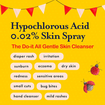 Hypochlorous Acid Spray for Kids - Gentle Skin Cleansing HOCL for Diaper Rash, Sensitive Skin, Sunburn, and Irritated Skin - No Sting, Non-Toxic, Kid-Friendly, 4 oz Spray
