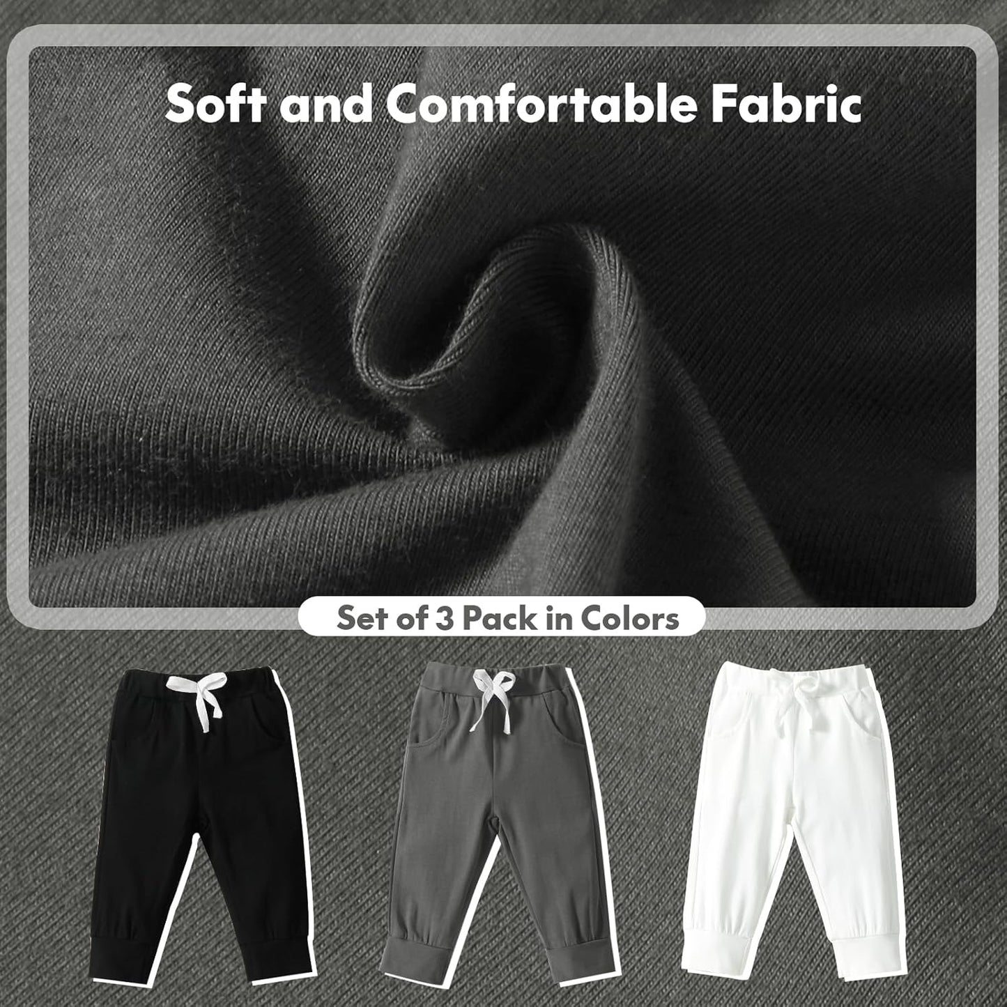 DREAM BUS Pack of 3 Toddler Jogger Pants with Pocket Toddler Boy Sweatpants Baby Boy Pants Infant Newborn Leggings