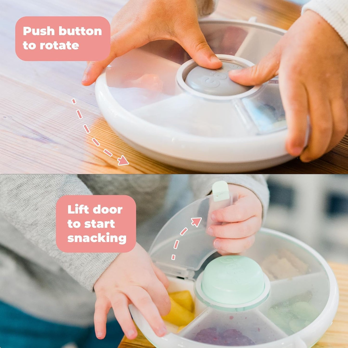 GoBe Kids Original Snack Spinner Bundle with Hand Strap and Sticker Sheet - Reusable Snack