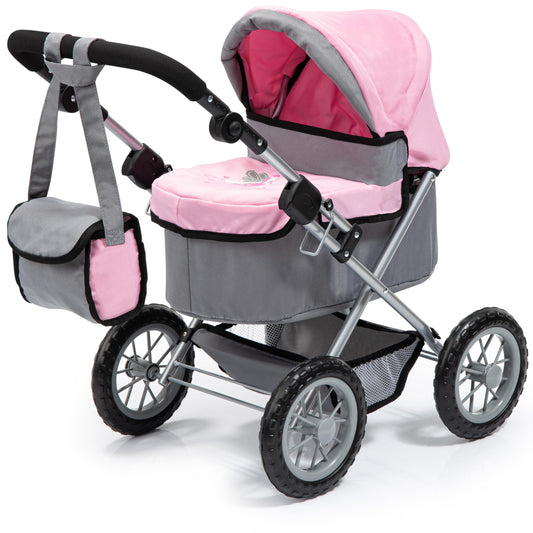 Bayer Design Baby Doll Stroller & Pram for Kids Ages 2-8, Grey/Pink