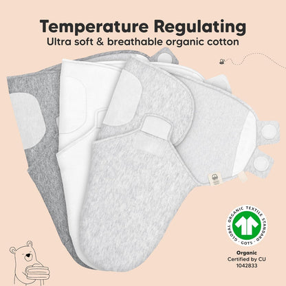 3-Pack Organic Baby Swaddle Sleep Sacks - Swaddles for Newborns, Infant 0-3 Months, Baby Girls