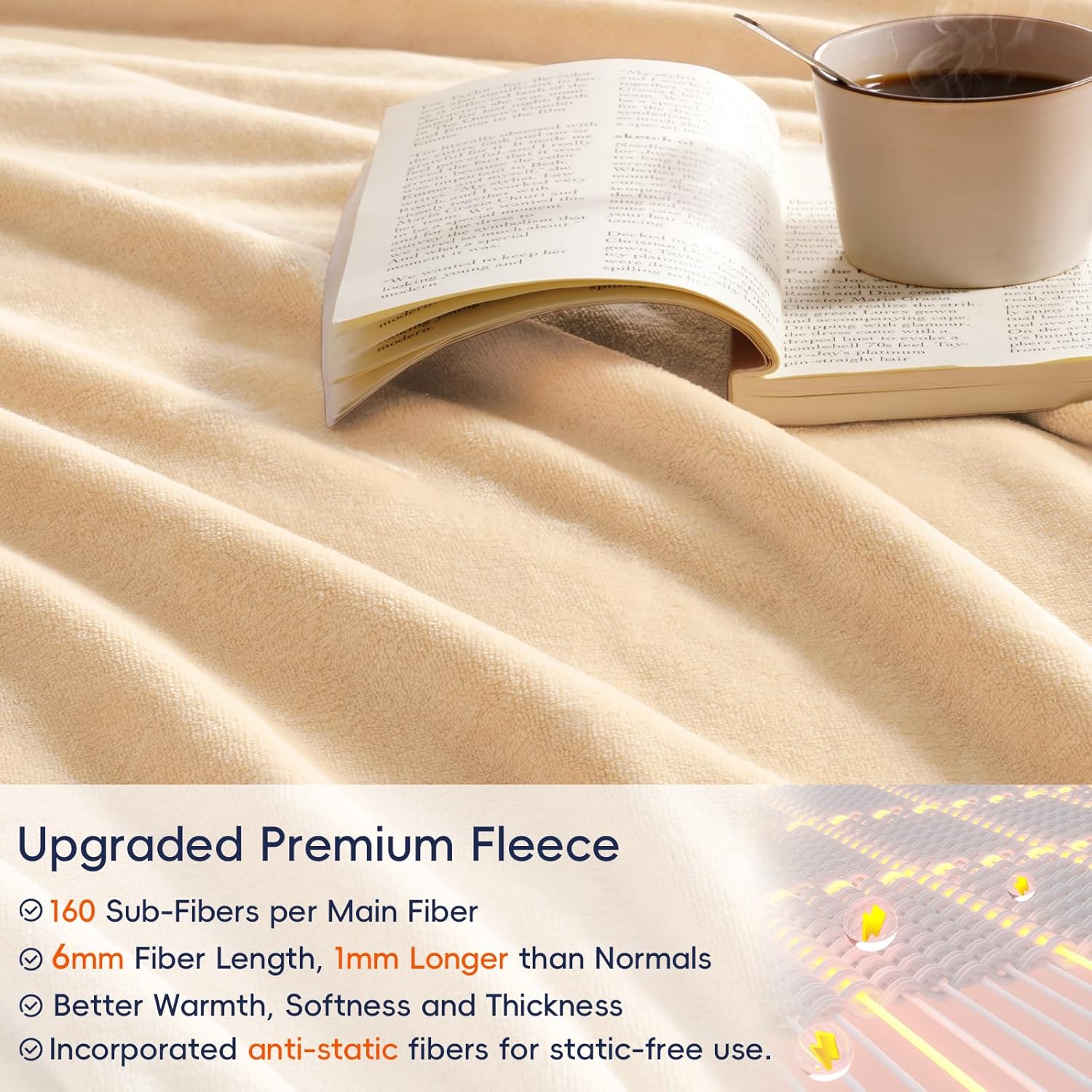 PHF Ultra Soft Fleece Blanket Queen Size, No Shed No Pilling Luxury Plush Cozy 300GSM Lightweight