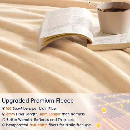PHF Ultra Soft Fleece Blanket King Size, No Shed No Pilling Luxury Plush Cozy 300GSM Lightweight
