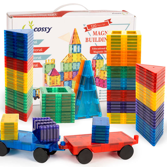 cossy 120Pcs Magnetic Tiles Magnetic 3D Building Blocks Set, Construction Toys for 3 4 5 6 7 8 Year