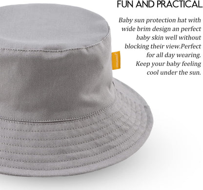 JANGANNSA Cotton Baby Sun Hat Infant Toddler Boys Girls Bucket Hats Summer Sun Protection Kids Beach Caps
