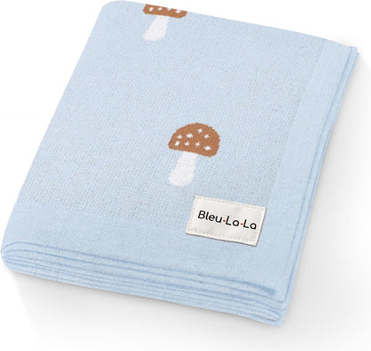 Mushroom Baby Blanket for Boys 100% Cotton Buttery Soft Cozy Receiving Swaddle Crib Stroller