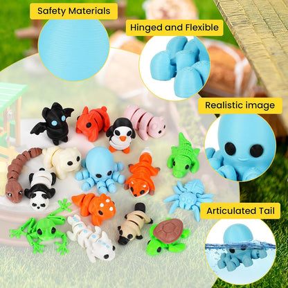 SHUWND16 PCS Mini Animals Set,3D Printed Little Animals Articulated Flexible Fidget Toy,Tiny Animals Figurines Exquisite Cute Pet Toy,Little Plastic Animals Miniature Figurines Small Animals Toy