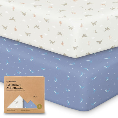 KeaBabies 2-Pack Baby Crib Sheets for Boys, Girls - 52x28 Viscose Derived from Bamboo Toddler Bed