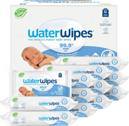 WaterWipes Sensitive+ Newborn & Baby Wipes, 3-In-1 Cleans, Cares, Protects, 99.9% Water, Unscented