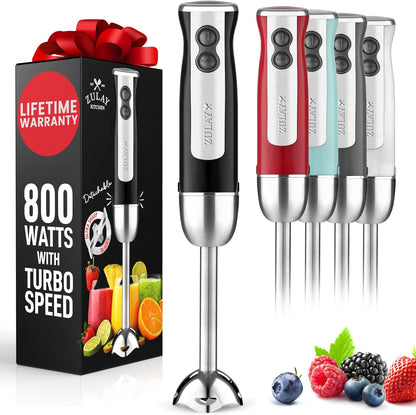 Zulay Immersion Stick Mixer Hand Blender - 800 Watts, Turbo Mode, 5-ft Power Electric Cord