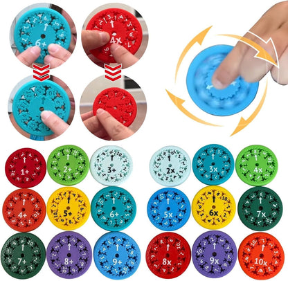 9 Pcs Math Fidget Spinners Toy, Math Fidget Sensory Spinner Counting Toys, Number Fidget Toys for Kids Math Games, Montessori Educational Toys for Kids Learning(Multiplication & Division)