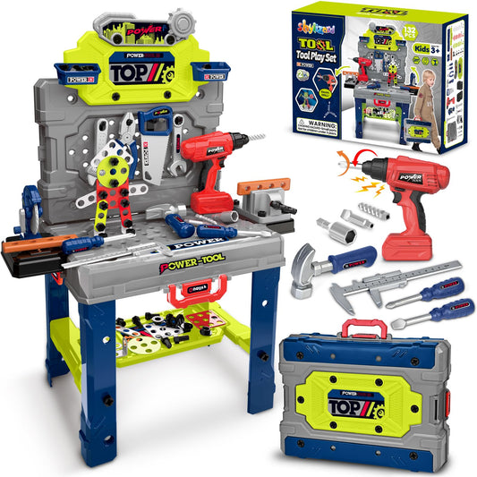 Kids Tool Bench with Electric Drill, Toddler Tool Set for Boys Ages 3-5 6-8