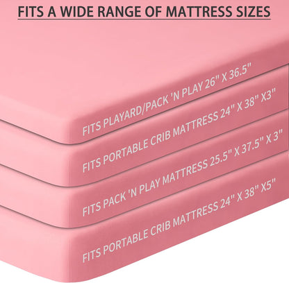 Pack and Play Sheets Fitted, 2 Pack Pack n Play Sheets for Graco Pack n Play Mattress, Unisex