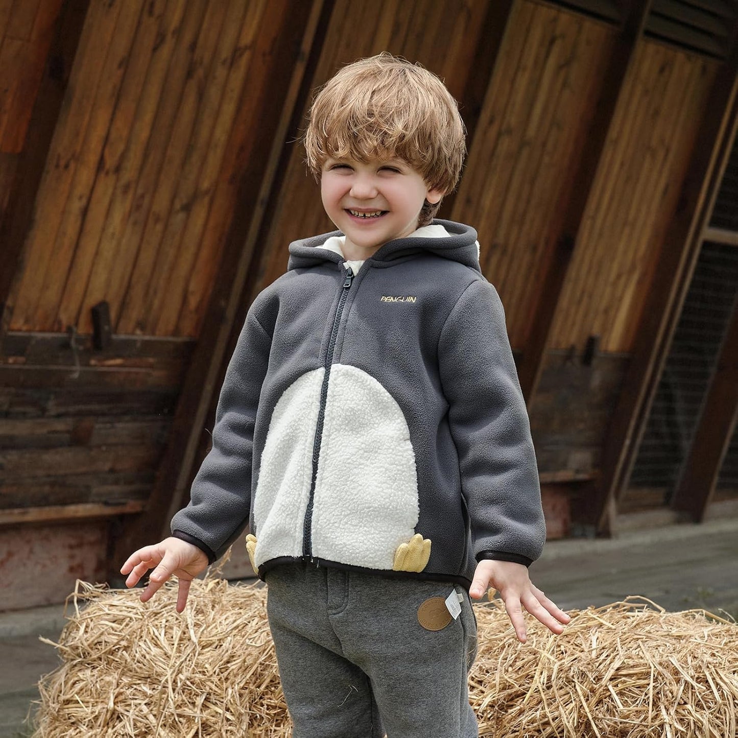 DAVE&BELLA Toddler Fleece Jacket, Baby Boys Girls Animal-shaped Hooded Zipper Long Sleeve Warm Spring Autumn Outerwear Coat