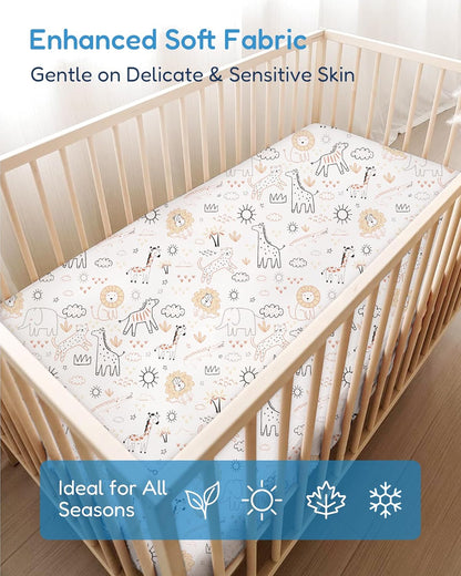 Baby Crib Sheets Boy Girl for Standard Crib Mattress - Orange Cloud and Rainbow Design Crib Sheet