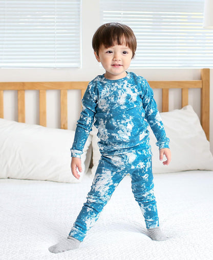 VAENAIT BABY 12M-12Y Toddler Kids Boys Girls 100% Cotton Marbling Tiedye Sung Fit Sleepwear Pajamas 2pcs Pjs Set