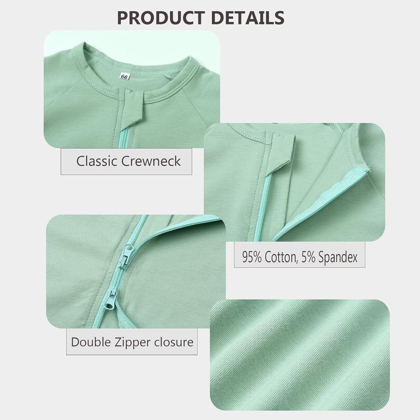 Feidoog Baby Boys 2Pack Rompers Summer Short Sleeve 2 Way Zipper One-Piece Romper Jumpsuit Sleep and Play